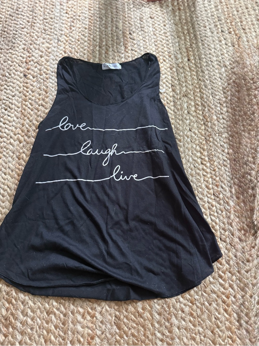 Black Graphic Tank Top - "Love Laugh Live"